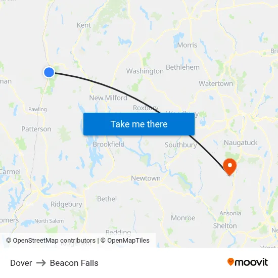 Dover to Beacon Falls map