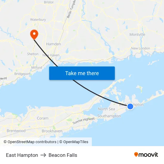 East Hampton to Beacon Falls map
