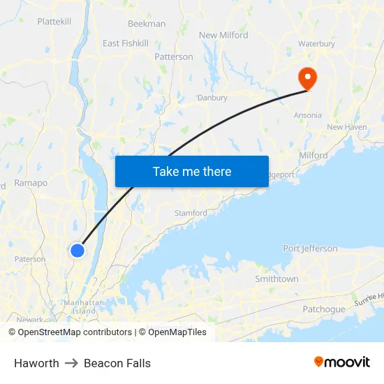 Haworth to Beacon Falls map