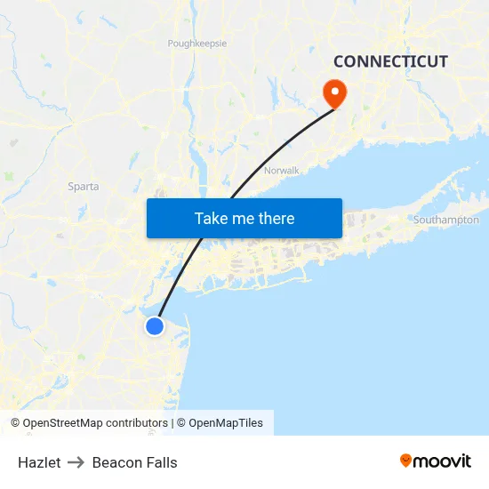 Hazlet to Beacon Falls map
