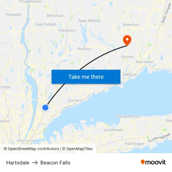 Hartsdale to Beacon Falls map