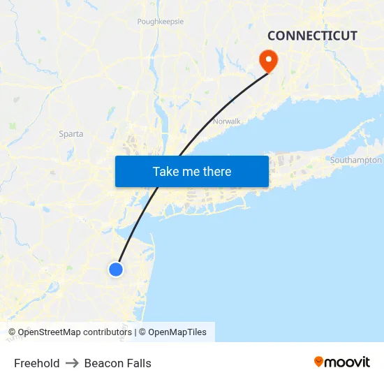Freehold to Beacon Falls map