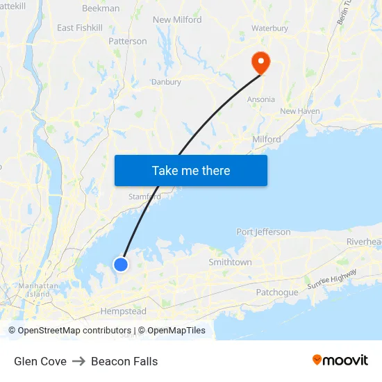 Glen Cove to Beacon Falls map