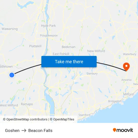 Goshen to Beacon Falls map
