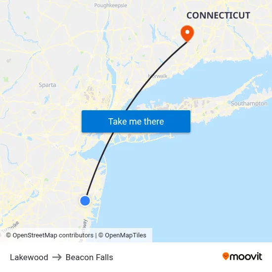 Lakewood to Beacon Falls map