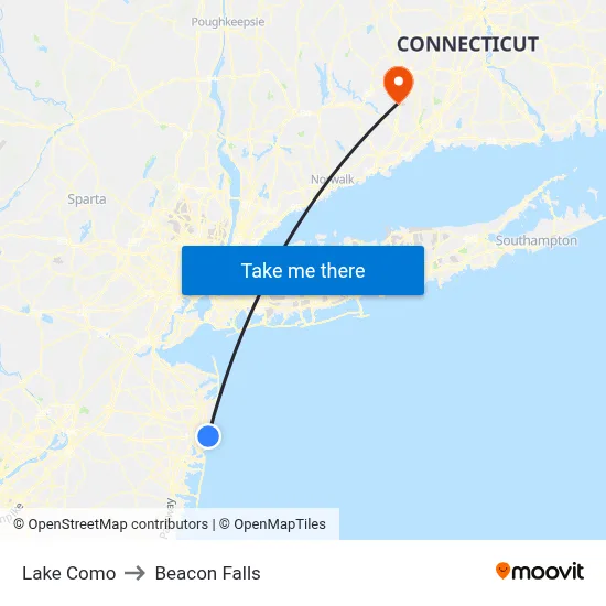 Lake Como to Beacon Falls map
