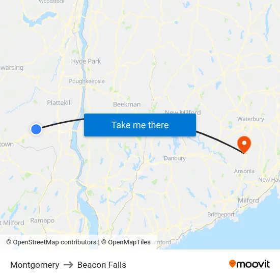 Montgomery to Beacon Falls map
