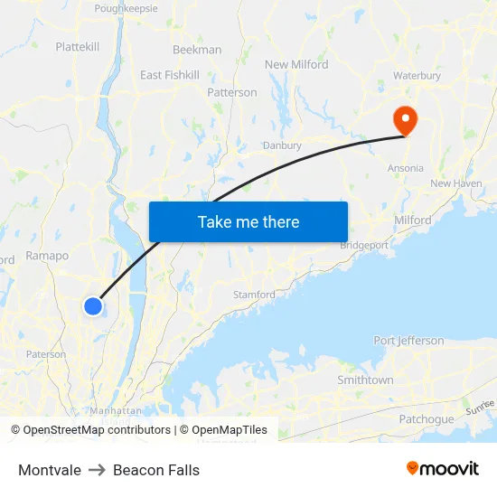 Montvale to Beacon Falls map
