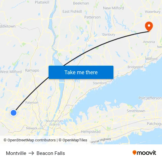 Montville to Beacon Falls map