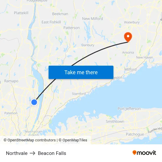 Northvale to Beacon Falls map