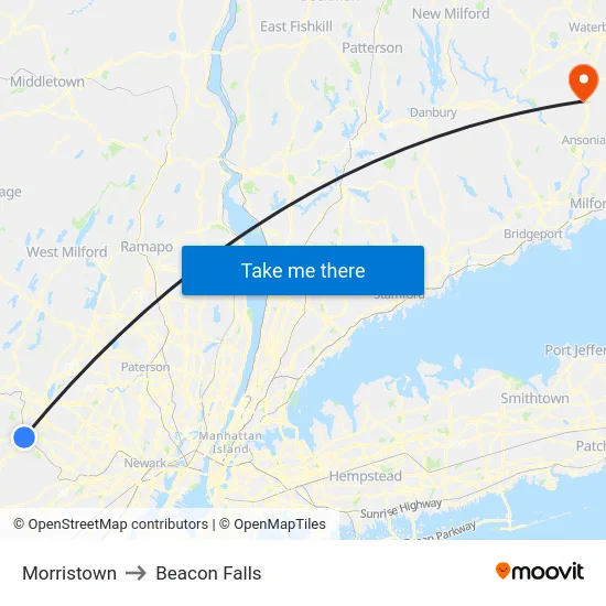 Morristown to Beacon Falls map