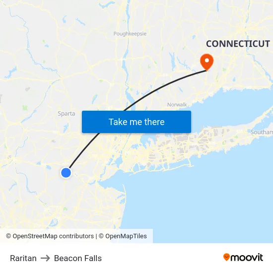 Raritan to Beacon Falls map