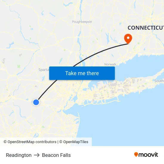 Readington to Beacon Falls map
