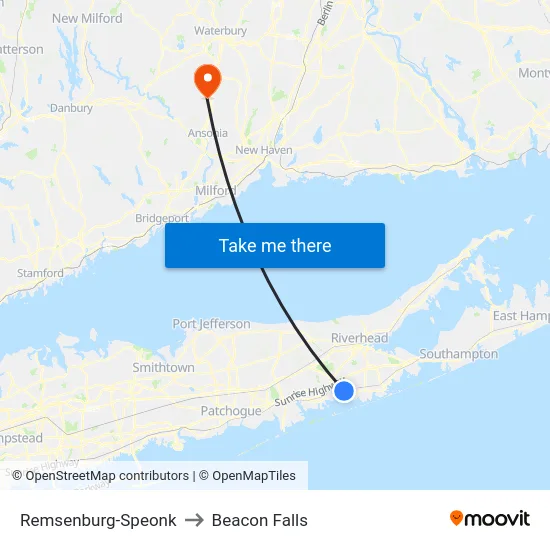 Remsenburg-Speonk to Beacon Falls map