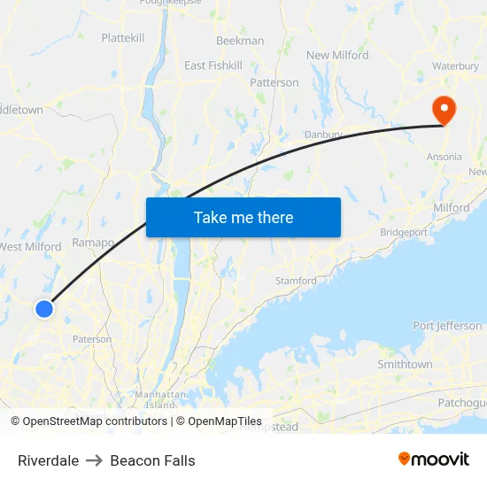 Riverdale to Beacon Falls map
