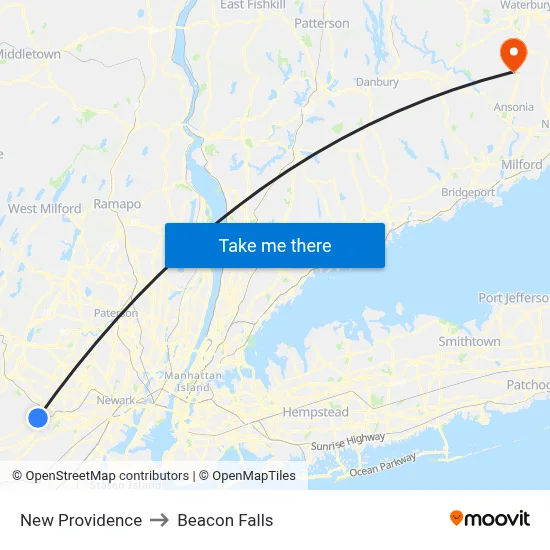 New Providence to Beacon Falls map
