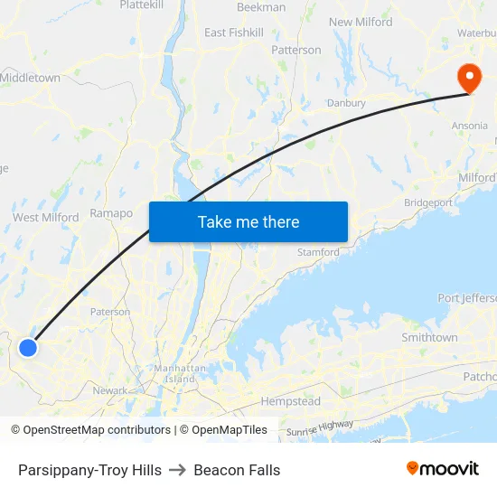 Parsippany-Troy Hills to Beacon Falls map