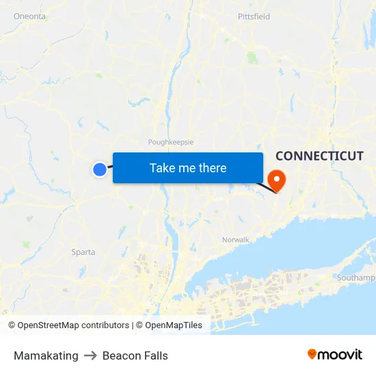 Mamakating to Beacon Falls map