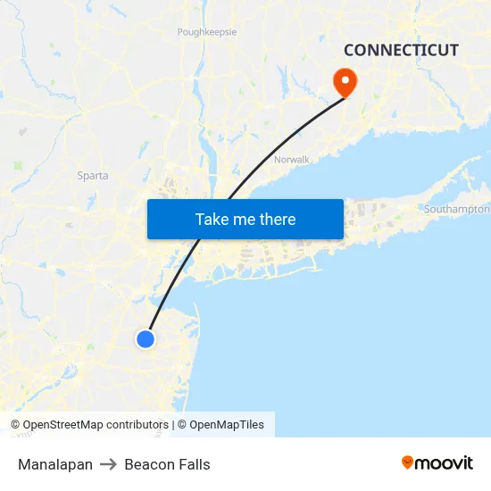 Manalapan to Beacon Falls map