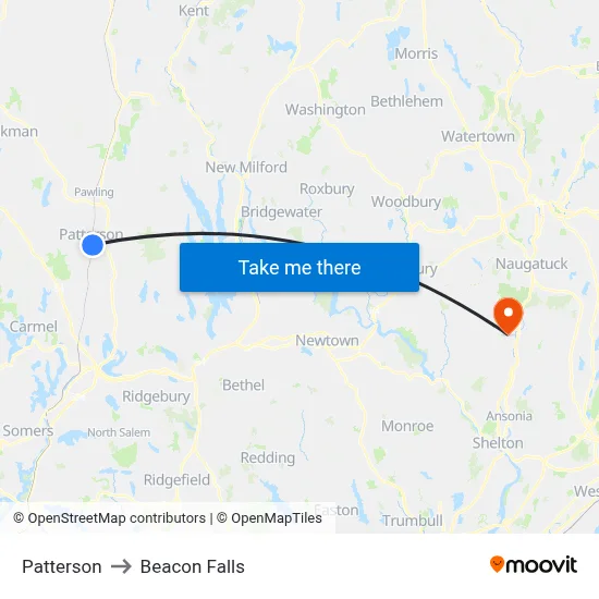 Patterson to Beacon Falls map