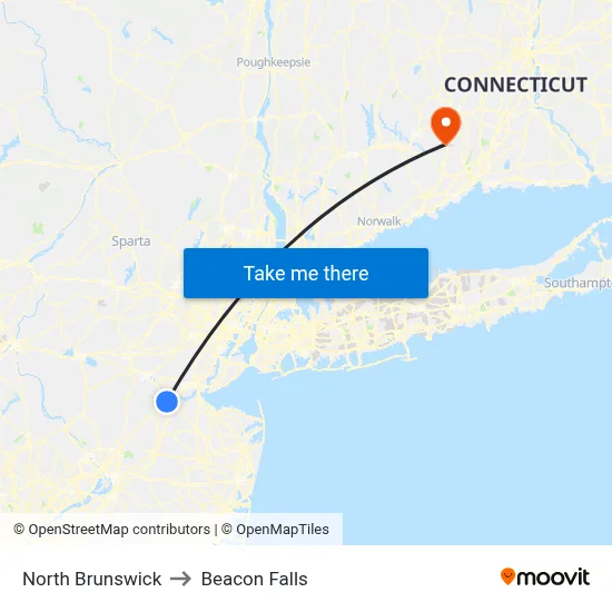 North Brunswick to Beacon Falls map