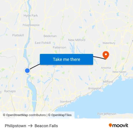 Philipstown to Beacon Falls map