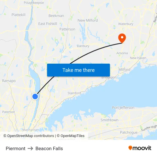 Piermont to Beacon Falls map