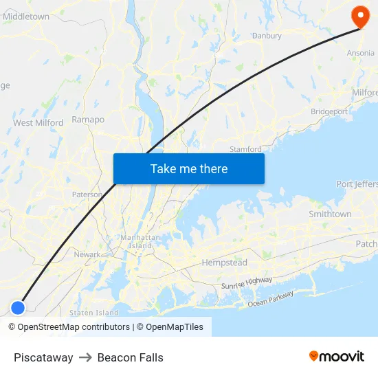 Piscataway to Beacon Falls map