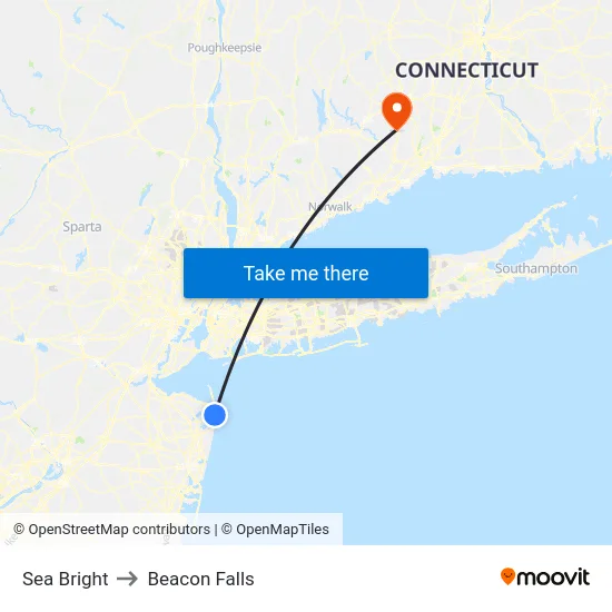 Sea Bright to Beacon Falls map