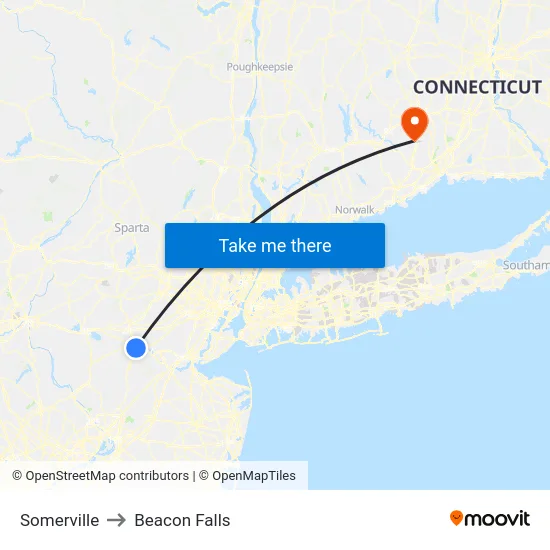 Somerville to Beacon Falls map