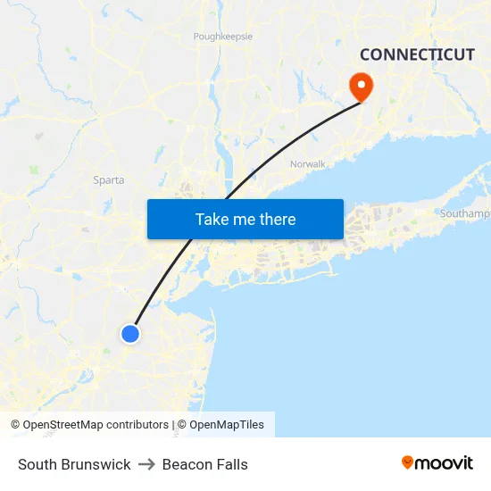 South Brunswick to Beacon Falls map