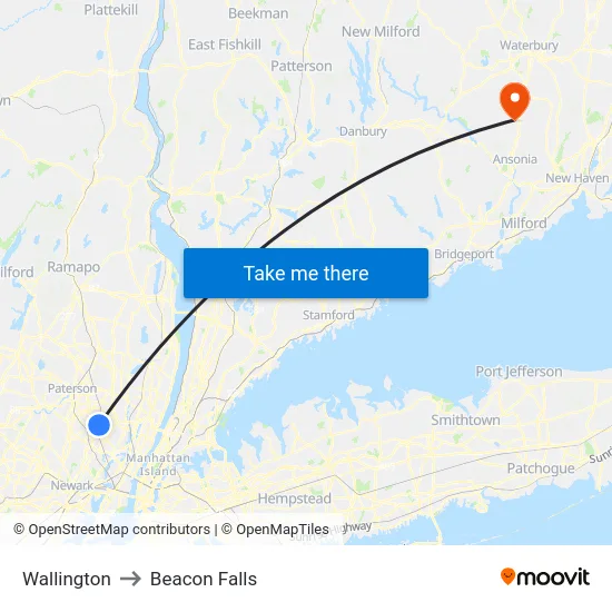 Wallington to Beacon Falls map