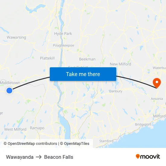 Wawayanda to Beacon Falls map