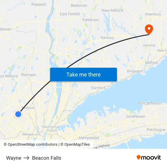 Wayne to Beacon Falls map
