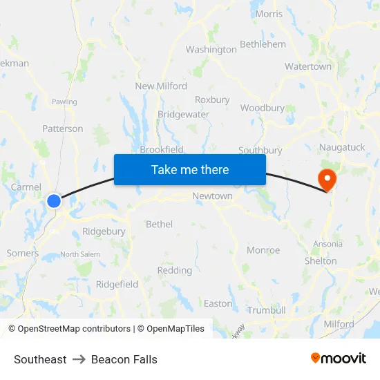 Southeast to Beacon Falls map