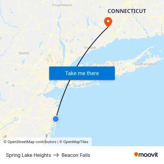 Spring Lake Heights to Beacon Falls map