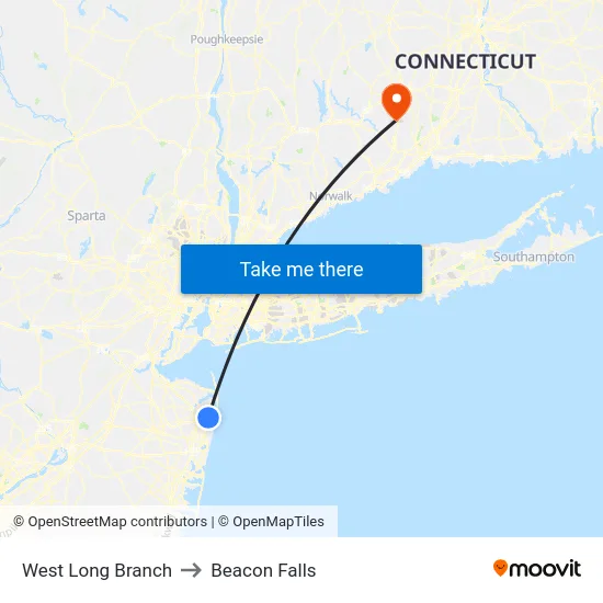 West Long Branch to Beacon Falls map