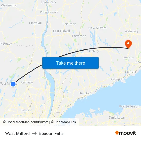 West Milford to Beacon Falls map