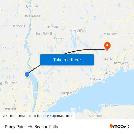 Stony Point to Beacon Falls map