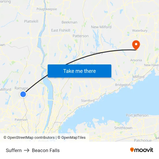 Suffern to Beacon Falls map