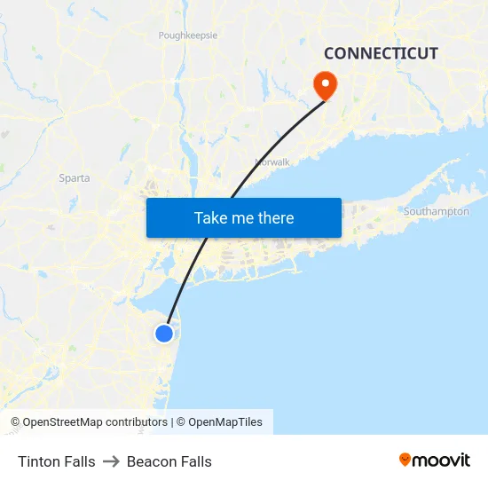 Tinton Falls to Beacon Falls map