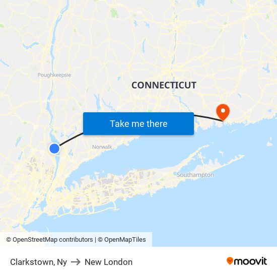 Clarkstown, Ny to New London map