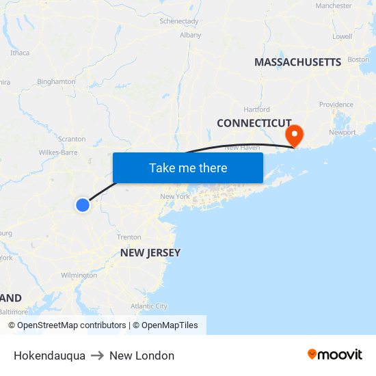 Hokendauqua to New London map