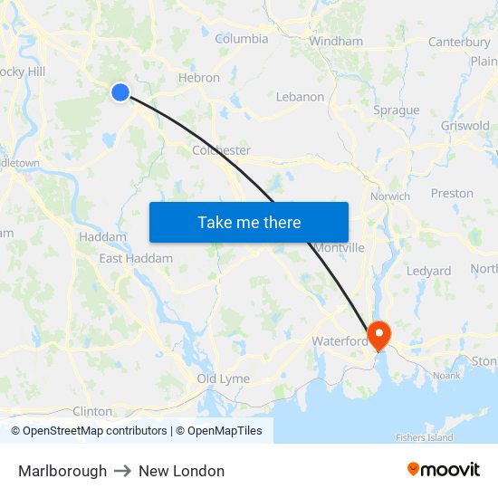 Marlborough to New London map