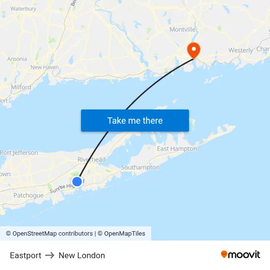 Eastport to New London map