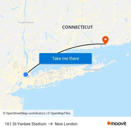 161 St-Yankee Stadium to New London map