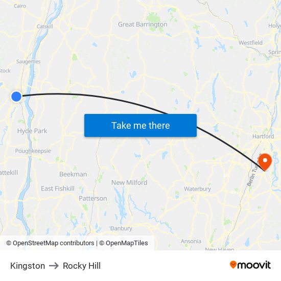 Kingston to Rocky Hill map