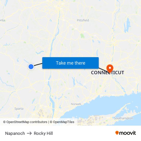 Napanoch to Rocky Hill map