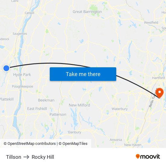 Tillson to Rocky Hill map