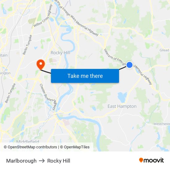 Marlborough to Rocky Hill map